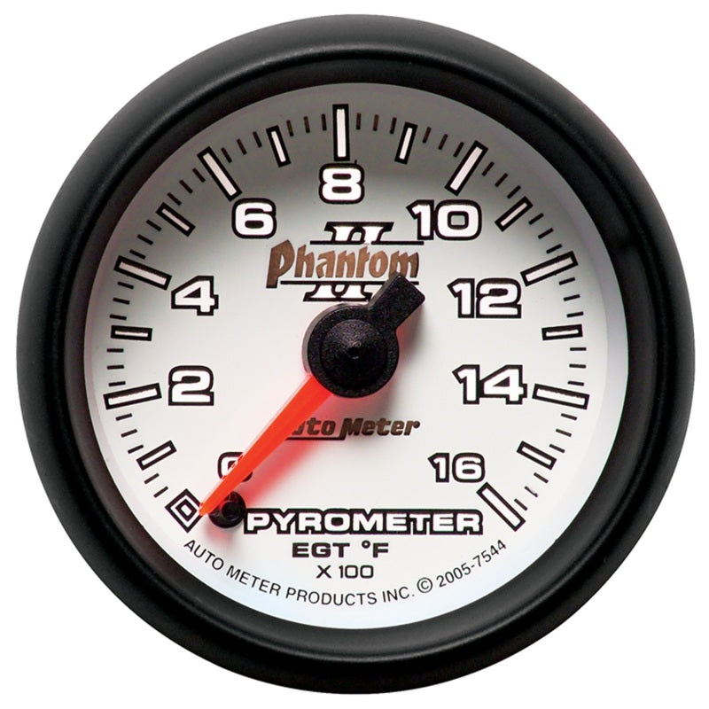 Autometer Phantom II 52.4mm Full Sweep Electronic 0-1600 Def F EGT/Pyrometer Gauge - Burkken Auto Parts