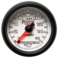 Autometer Phantom II 52.4mm Full Sweep Electronic 0-1600 Def F EGT/Pyrometer Gauge - Burkken Auto Parts