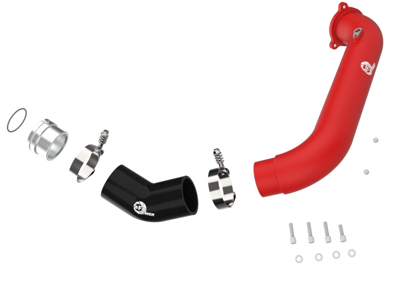 aFe BladeRunner Red 2-3/4in Aluminum Charge Pipe 2021 Toyota Supra GR (A90) I4-2.0L (t) B48 - Burkken Auto Parts
