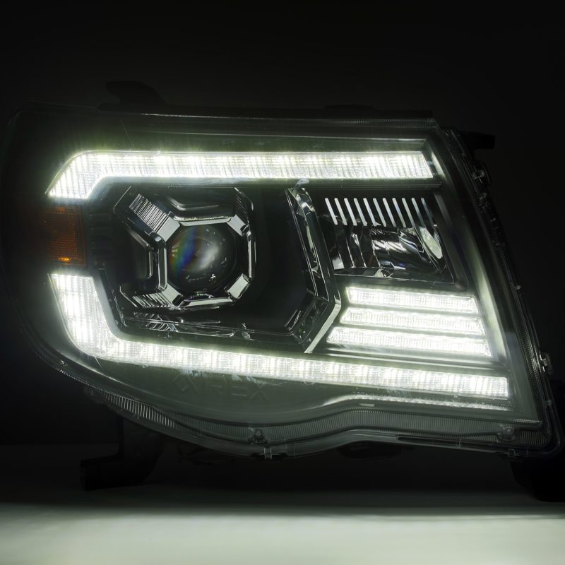 AlphaRex 05-11 Toyota Tacoma PRO-Series Projector Headlights Plank Style Design Black w/DRL - Burkken Auto Parts
