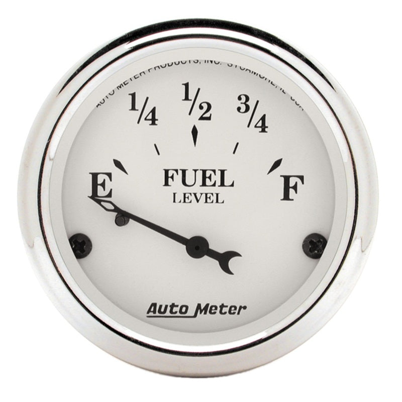 AutoMeter Gauge Fuel Level 2-1/16in. 73 Ohm(e) to 10 Ohm(f) Elec Old Tyme White - Burkken Auto Parts
