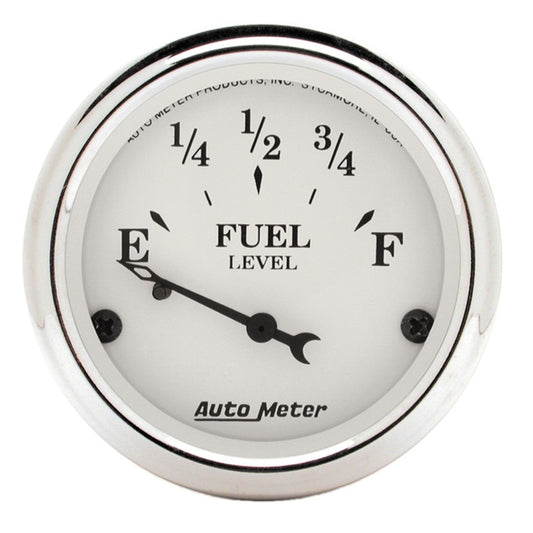 AutoMeter Gauge Fuel Level 2-1/16in. 73 Ohm(e) to 10 Ohm(f) Elec Old Tyme White - Burkken Auto Parts