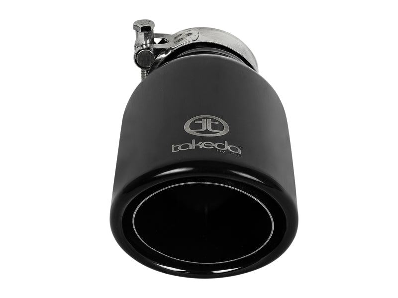 aFe Takeda 304 Stainless Steel Clamp-On Exhaust Tip 2.5in.Inlet / 4in Outlet - Black - Burkken Auto Parts
