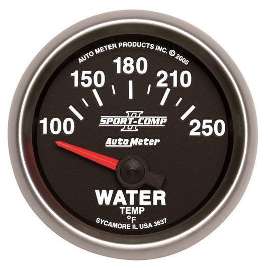 Autometer Sport-Comp II 52mm 100-250 F Short Sweep Electronic Water Temperature Gauge - Burkken Auto Parts
