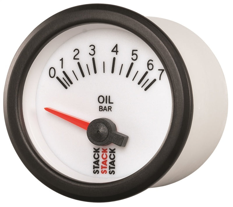 Autometer Stack 52mm 0-7 Bar M10 Male Electric Oil Pressure Gauge - White - Burkken Auto Parts