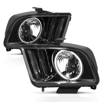 ANZO 2005-2009 Ford Mustang Crystal Headlights w/ Halo Black (CCFL) - Burkken Auto Parts