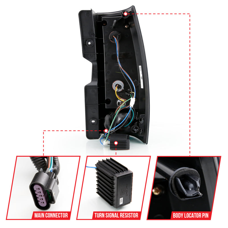 ANZO 2007-2014 Chevy Tahoe LED Taillight Plank Style Black w/Smoke Lens - Burkken Auto Parts