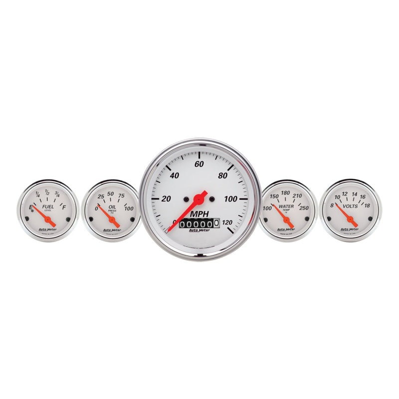 Autometer Arctic White 3-3/8in Electric Speedometer with Wheel Odometer/ 2-1/16in Oil Pressure - Burkken Auto Parts