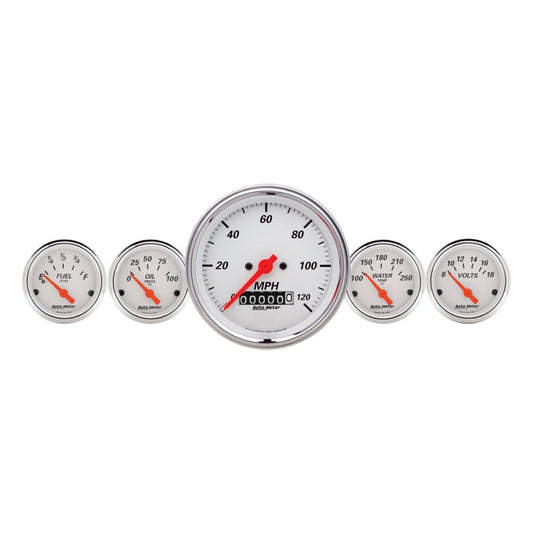 Autometer Arctic White 3-3/8in Electric Speedometer with Wheel Odometer/ 2-1/16in Oil Pressure - Burkken Auto Parts