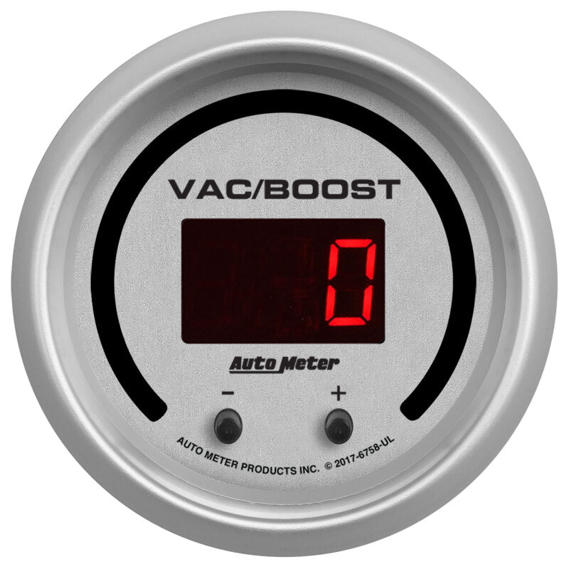 Autometer 52.4mm Silver Switchable 0-1600 PSI/0-110 BAR Vacuum/Boost Ultra-Lite Elite Digital Gauge - Burkken Auto Parts