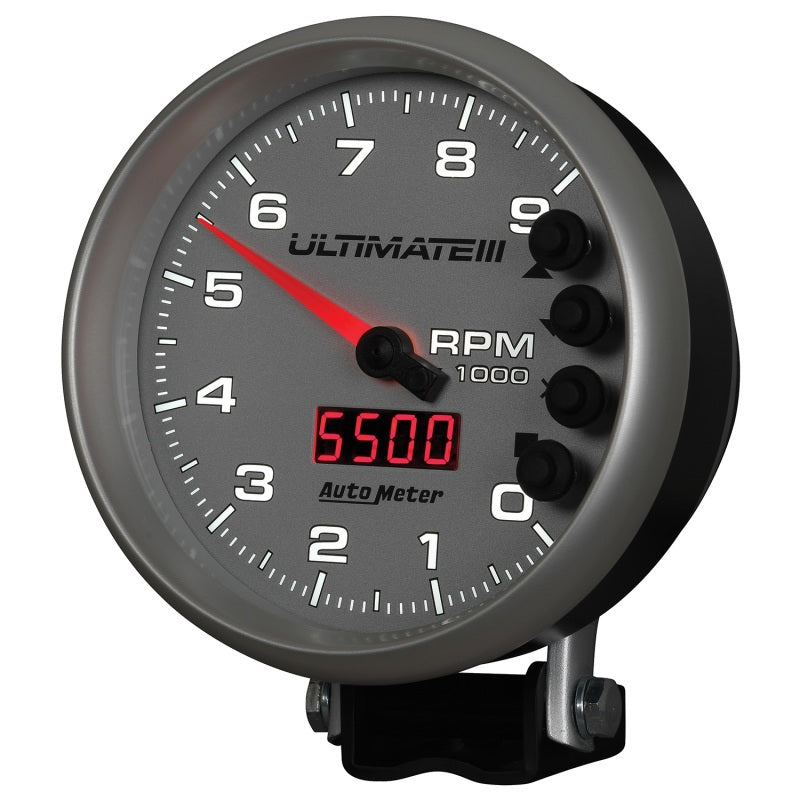 Autometer 5 inch Ultimate III Playback Tachometer 9000 RPM - Silver - Burkken Auto Parts