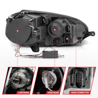 ANZO 2006-2009 Volkswagen Rabbit Projector Headlights w/ Halo Black (CCFL) - Burkken Auto Parts