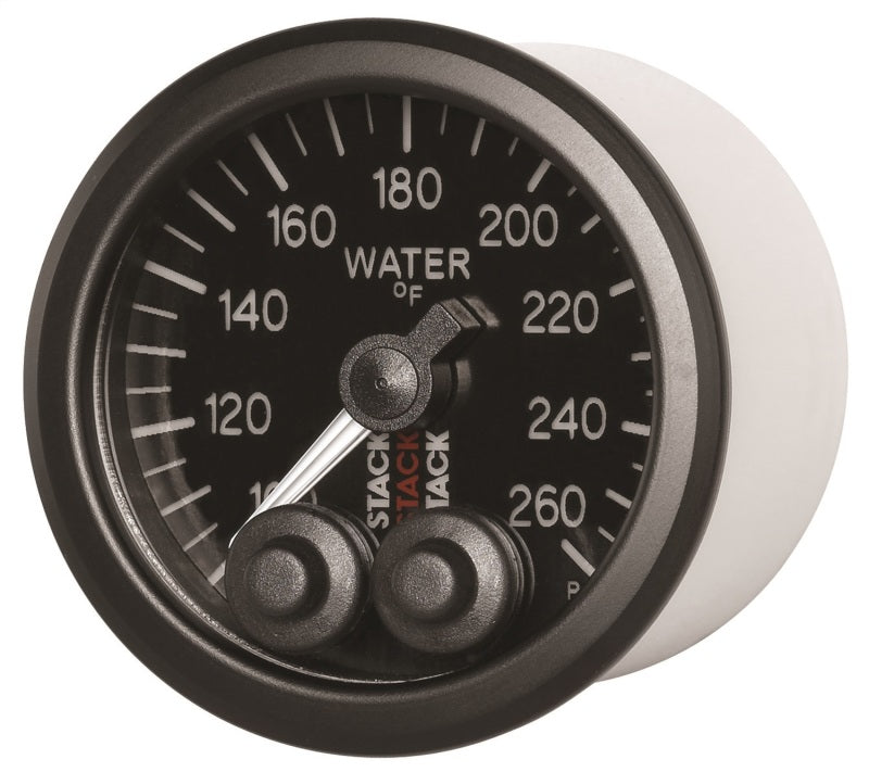 Autometer Stack Pro Control 52mm 100-260 deg F Water Temp Gauge - Black (1/8in NPTF Male) - Burkken Auto Parts