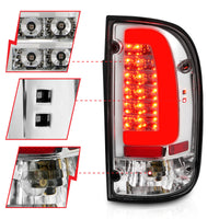 ANZO 95-00 Toyota Tacoma LED Taillights Chrome Housing Clear Lens (Pair) - Burkken Auto Parts