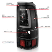 ANZO 1999-2002 Chevy Silverado 1500 LED Taillights Plank Style Black w/Clear Lens - Burkken Auto Parts