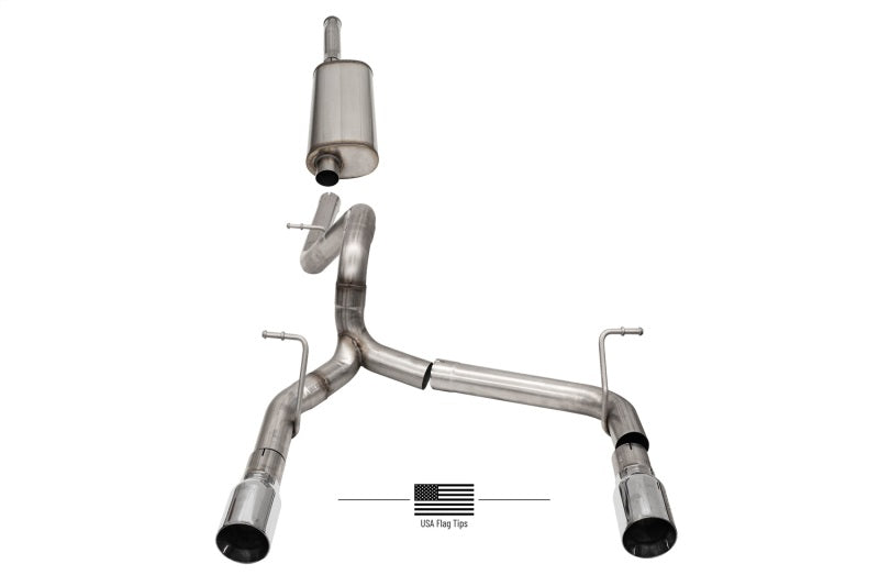 Corsa 2018-2025 Jeep Wrangler JLU 3.6L 2.75in Sport Cat-Back Exhaust w/ American Flag Tips - Burkken Auto Parts