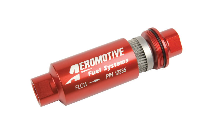Aeromotive In-Line Filter - AN-10 size - 40 Micron SS Element - Red Anodize Finish - Burkken Auto Parts