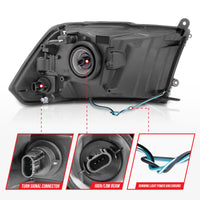 ANZO 2009-2018 Dodge Ram 1500 Crystal Headlights w/ Light Bar Black Housing - Burkken Auto Parts
