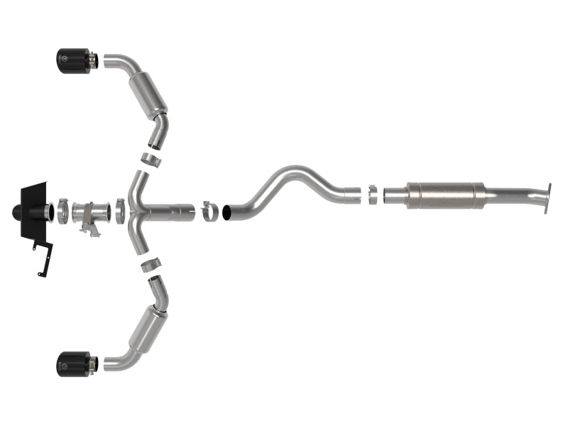 aFe 23-24 Toyota GR Corolla L3 1.6L (t) Gemini XV 3in to 2-1/2in Cat Back Exhaust w/ Black Tips - Burkken Auto Parts