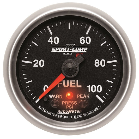 Autometer Sport-Comp II 52mm 0-100 PSI Fuel Pressure Gauge - Burkken Auto Parts