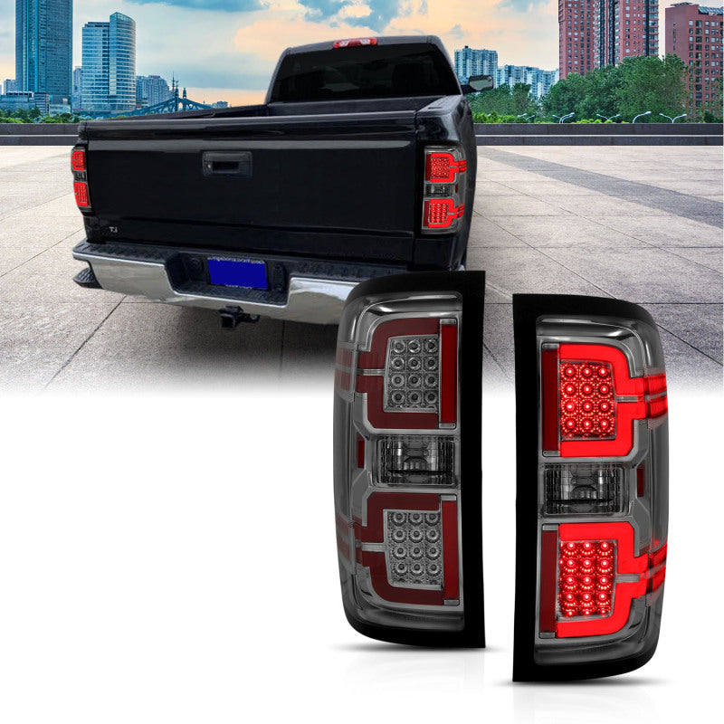 ANZO 2014-2018 Chevy Silverado 1500 LED Taillights Smoke - Burkken Auto Parts