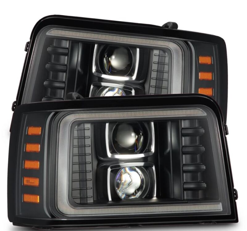 AlphaRex 92-96 Ford F-Series/Bronco LUXX-Series Proj Headlights Blk w/Actv Light SeqSig & SBDRL - Burkken Auto Parts