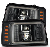 AlphaRex 92-96 Ford F-Series/Bronco LUXX-Series Proj Headlights Blk w/Actv Light SeqSig & SBDRL - Burkken Auto Parts