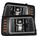 AlphaRex 92-96 Ford F-Series/Bronco LUXX-Series Proj Headlights Blk w/Actv Light SeqSig & SBDRL - Burkken Auto Parts