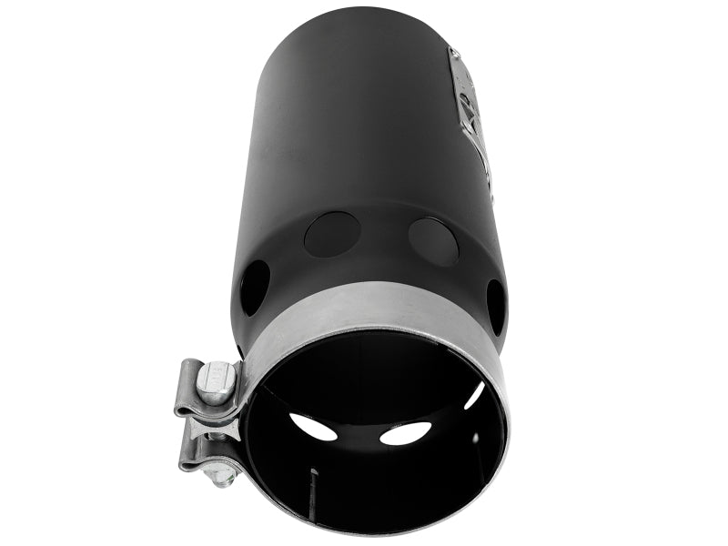 aFe SATURN 4S 4in SS Intercooled Exhaust Tip - Black 4in In x 5in Out x 12in L Bolt-On - Burkken Auto Parts