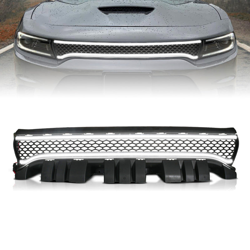 ANZO 15-23 Dodge Charger Black LED Grille w/ Initiation & Running Light/DRL Bar - Burkken Auto Parts
