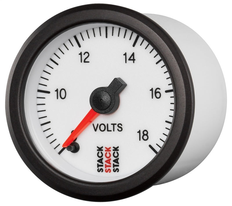 Autometer Stack 52mm 8-18V Pro Stepper Motor Battery Voltage Gauge - White - Burkken Auto Parts