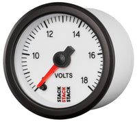 Autometer Stack 52mm 8-18V Pro Stepper Motor Battery Voltage Gauge - White - Burkken Auto Parts