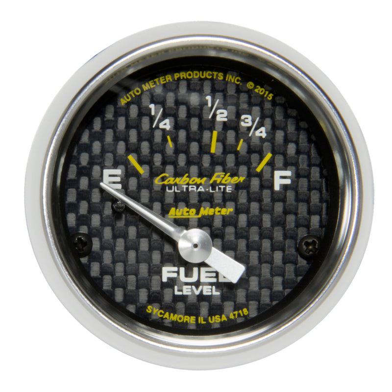 Autometer Carbon Fiber Gauge Fuel Level 2 1/16in 16e To 158f Elec Carbon Fiber - Burkken Auto Parts