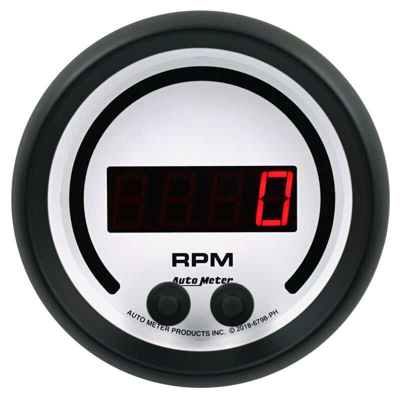 Autometer 85.7mm White 0-16K RPM Tachometer Phantom Elite Digital Gauge - Burkken Auto Parts