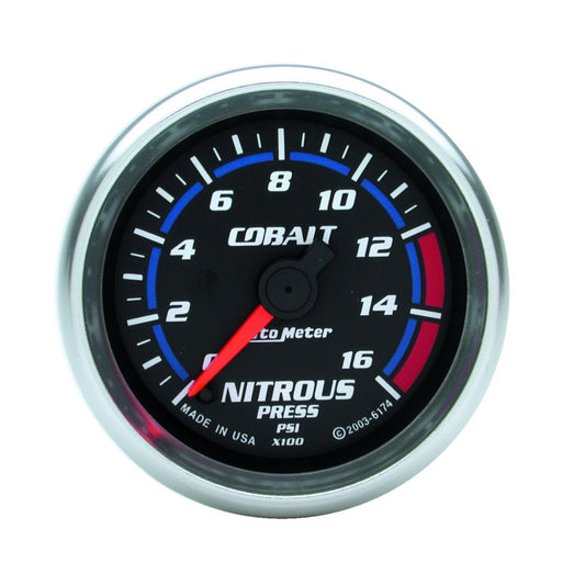 Autometer 2-1/6in Cobalt Nitrous Pressure Gauge 0-1600PSI Digital Steppe Motor - Burkken Auto Parts