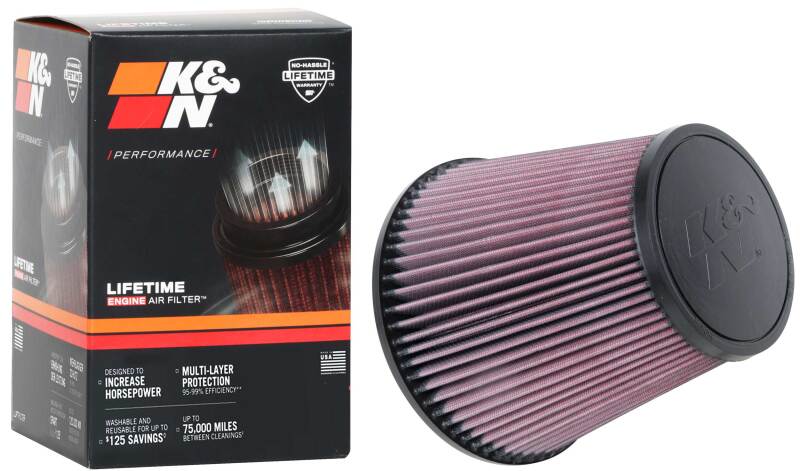 K&N Universal Clamp-On Air Filter 3-7/8in FLG / 7-1/2in B / 5in T / 7in H - Burkken Auto Parts