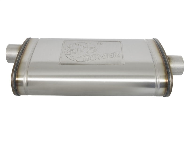 aFe MACHForce XP SS Muffler 3in Center Inlet / 3in Offset Outlet 22in L x 11n W x 6in H Body - Burkken Auto Parts
