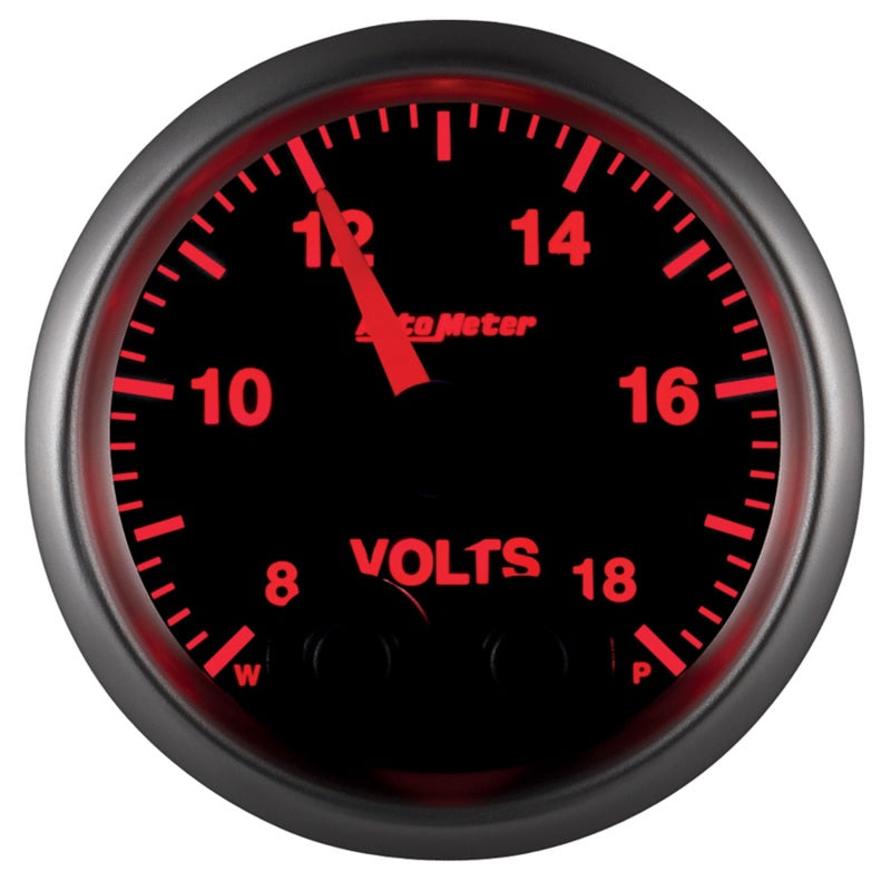 Autometer Elite 52.4mm Peak & Warn w/ Electronic Control 8-18 Volt Voltmeter - Burkken Auto Parts