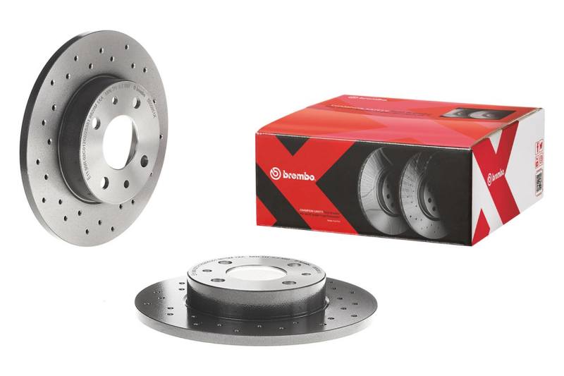 Brembo 12-15 Land Rover Range Rover Evoque Rear Premium Xtra Cross Drilled UV Coated Rotor - Burkken Auto Parts