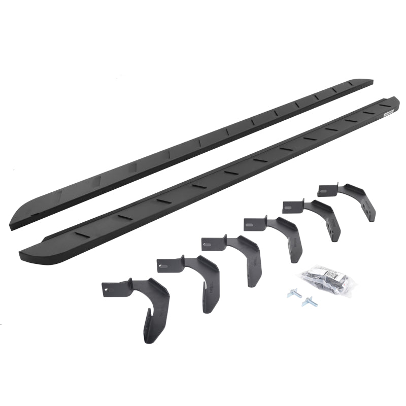 Go Rhino 04-14 Ford F-150 Super Crew 4DR RB10 Slim Running Boards Kit (Incl. Brackets) - Tex. Blk