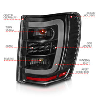 ANZO 1999-2004 Jeep Grand Cherokee LED Tail Lights w/ Light Bar Black Housing Clear Lens - Burkken Auto Parts