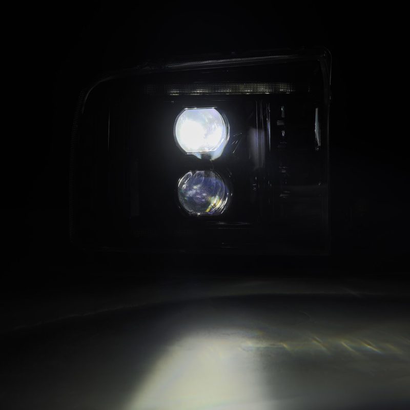 AlphaRex 05-07 Ford F250/350/450/550 Super Duty LUXX LED Proj HL Blk w/Actv Light & Seq Sig + SB DRL - Burkken Auto Parts
