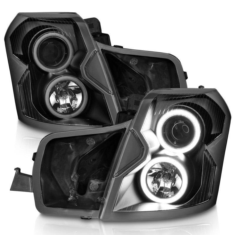 ANZO 2003-2007 Cadillac CTS Projector Headlights w/ Halo Black (CCFL) - Burkken Auto Parts