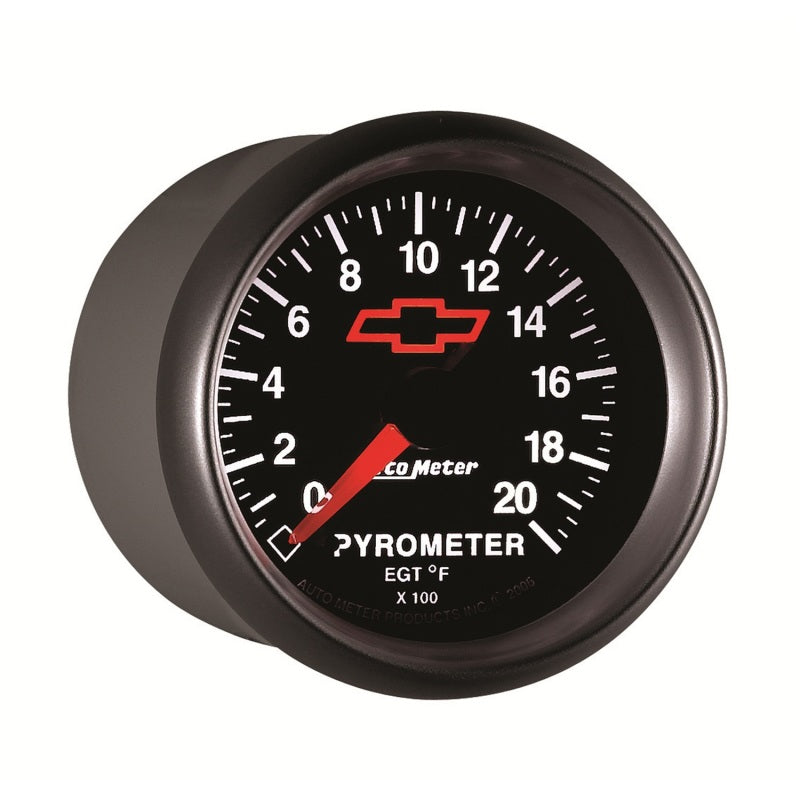 AutoMeter Gauge Pyrometer (Egt) 2-1/16in. 2000 Deg. F Stepper Motor Chevy Red Bowtie Black - Burkken Auto Parts