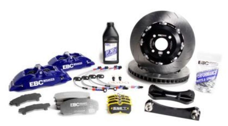 EBC Racing 01-13 Mini Cooper S R53/R56 1.6L Blue Apollo-4 Calipers 330mm Rotors Front Big Brake Kit - Burkken Auto Parts