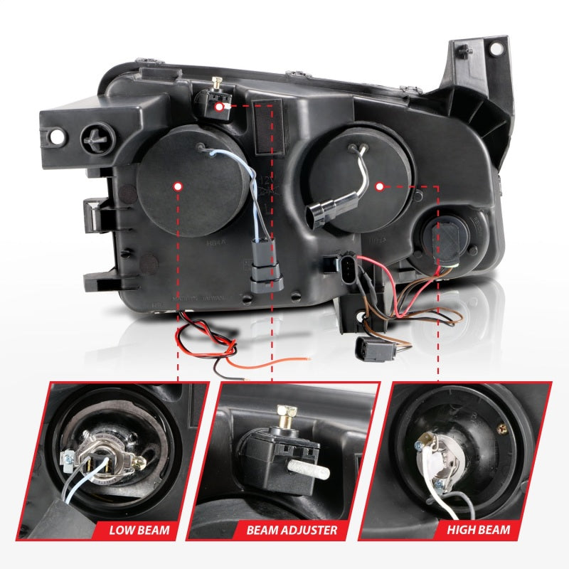 ANZO 2006-2010 Dodge Charger Projector Headlights w/ Halo Chrome (CCFL) - Burkken Auto Parts