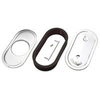 Edelbrock Air Cleaner Pro-Flo Series Oval Steel Top Cloth Element 13 5In X 7In X 3 5In Chrome - Burkken Auto Parts