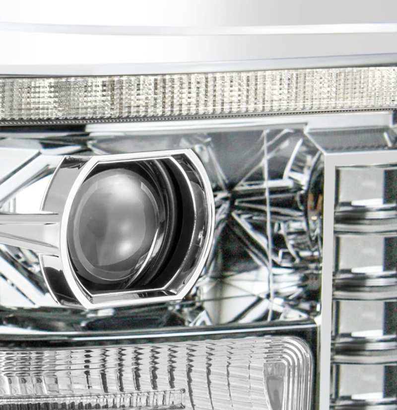 AlphaRex 11-16 Ford F-250 SD PRO-Series Projector Headlights Plank Style Design Chrome w/Seq Signal - Burkken Auto Parts