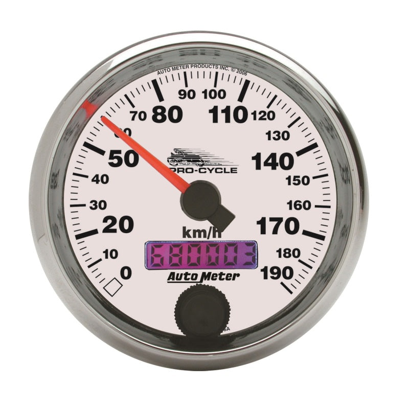 Autometer Pro-Cycle Gauge Speedo 2 5/8in 190 Kmh Elec White - Burkken Auto Parts