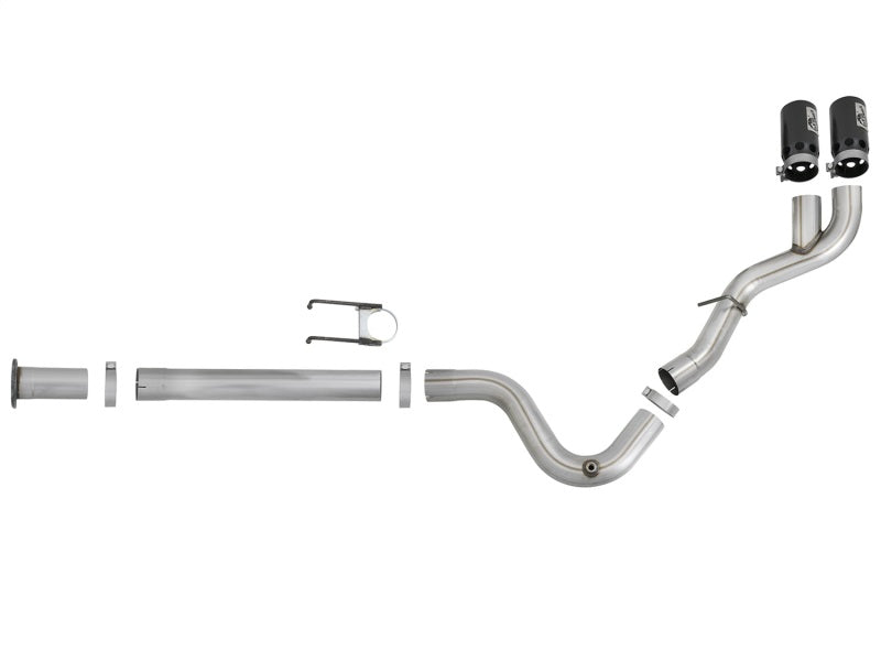 aFe Rebel XD 4in SS DPF-Back Exhaust 17-18 FOrd Diesel Trucks V8-6.7L (td) w/ Dual Black Tips - Burkken Auto Parts